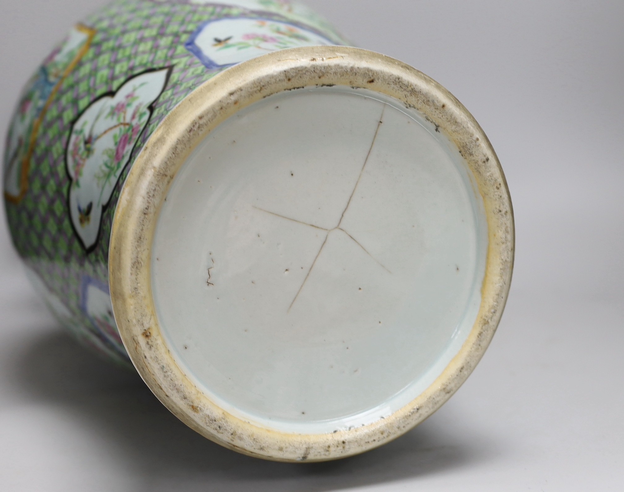 A large 19th century Chinese famille rose baluster vase, 60cms high